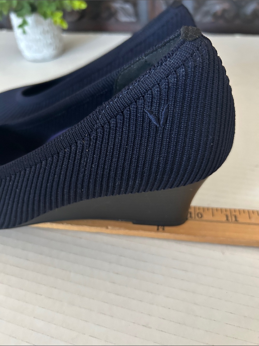 Vivaia Navy Ribbed Knit Wedge Pumps - Picture 10 of 12